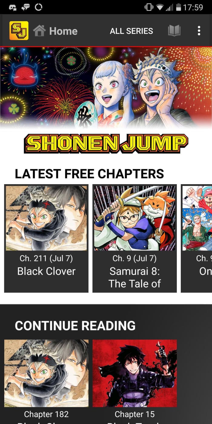 À quoi ressemble l'application manga Shonen Jump sur votre smartphone.