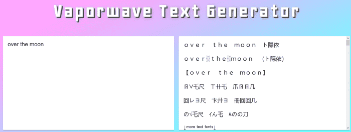 Utilisation du générateur de texte Vaporwave de LingoJam pour créer des statuts esthétiques et appliquer des polices sympas au texte saisi.  Plutôt cool, non ?