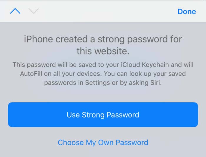 iCloud Keychain peut générer et mémoriser des mots de passe sécurisés