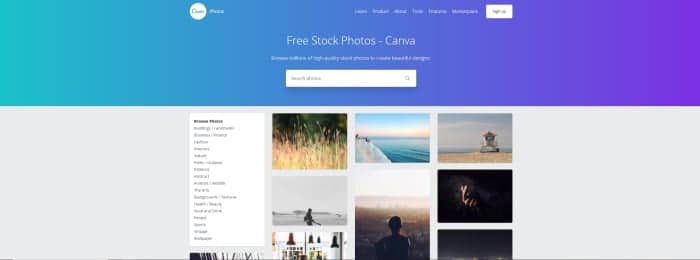 Canva offre des millions de photos gratuites.