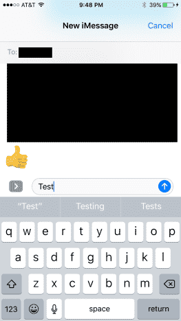 Ouvrez un nouveau message texte et assurez-vous que le destinataire cible est quelqu'un d'autre qui possède un iPhone.  Entrez le texte que vous souhaitez leur envoyer.