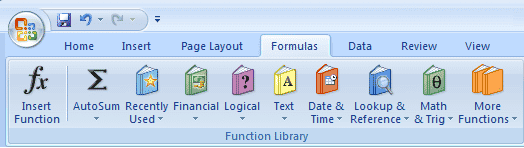 La bibliothèque de fonctions dans Excel 2007 et Excel 2010 vous permet de sélectionner facilement une fonction pour une formule.