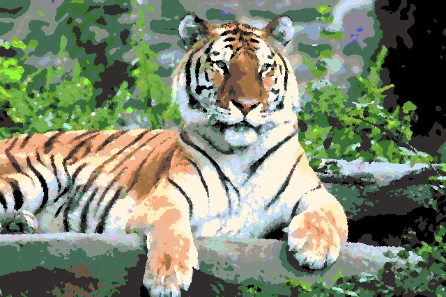 Photo de tigre avec un effet de peinture à l'huile et des couleurs de marqueur.