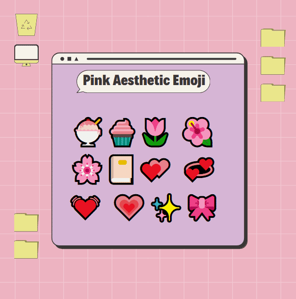 Voici quelques exemples d'emoji esthétiques roses !