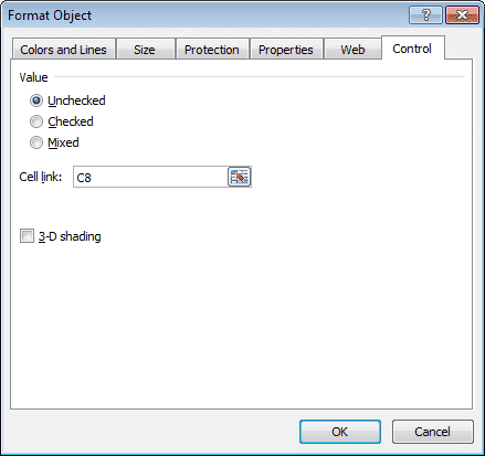 Lier une cellule avec une case à cocher pour enregistrer son statut dans Excel 2007 ou Excel 2010.