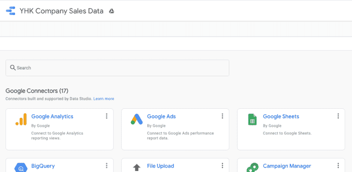 Choisissez Google Sheets comme connecteur de données