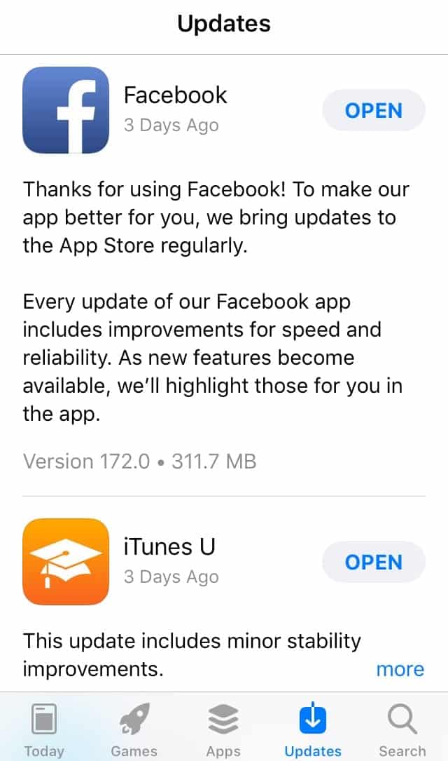 Vérifiez l'App Store pour voir si vous avez mis à jour la dernière version.