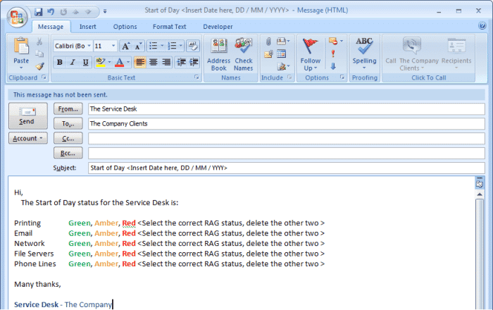 Création d'un modèle dans Outlook 2007 ou Outlook 2010.