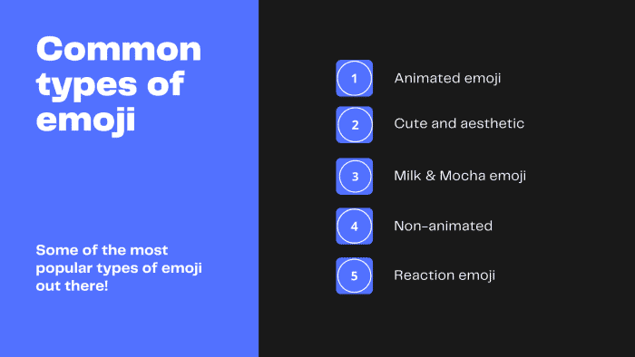 Voici quelques-uns des types d'emoji les plus courants !