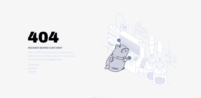 Il s'agit de la page 404 de Discord qui apparaît lorsqu'une page demandée est introuvable.