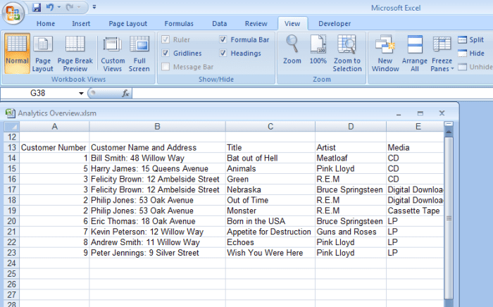 Affichage d'un classeur Excel fenêtré permettant à un autre classeur d'être affiché en même temps dans Excel 2007 et Excel 2010.