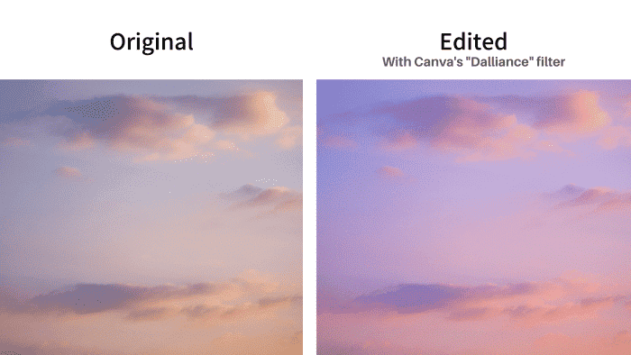 Un exemple montrant la puissance des filtres !  La photo de gauche montre l'original et la photo modifiée est sur le côté droit.