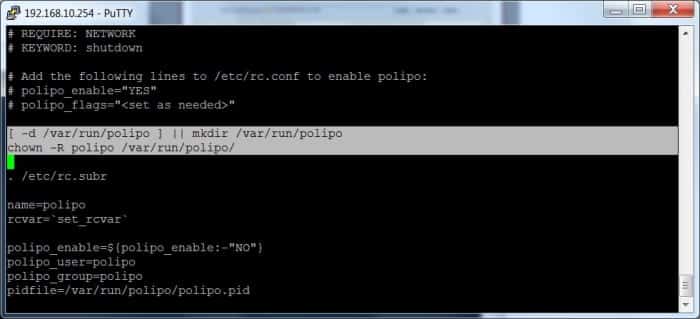 Le script d'initialisation doit être modifié pour permettre à Polipo de démarrer automatiquement au démarrage.