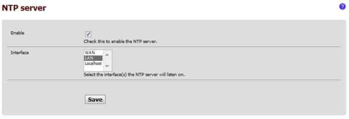 Pour activer OpenNTPD, accédez à la page de configuration dans le menu des services.