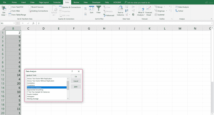 Avec le pack d'outils d'analyse de données, vous pouvez fournir des données et des paramètres pour chaque analyse, et l'outil de données utilise les bonnes macros statistiques dans Excel pour calculer les résultats dans un tableau en sortie.