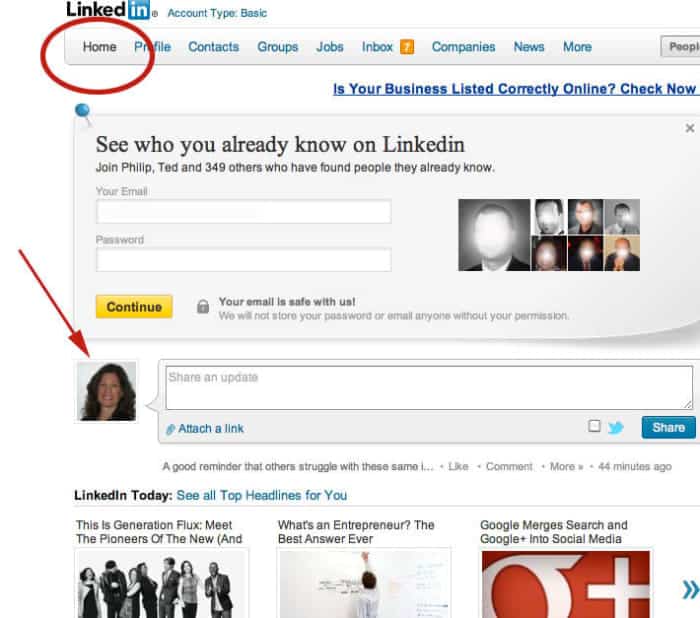 Partagez un article ou un livre intéressant sur la page d'accueil de LinkedIn.