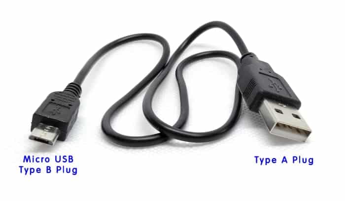 Prise USB de type A vers prise micro USB de type B. 