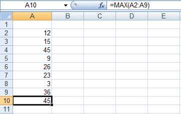 Formule créée à l'aide de l'outil Insérer une fonction dans Excel 2007 ou Excel 2010.