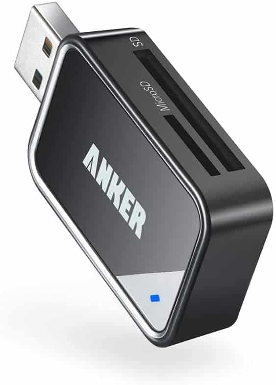 Le lecteur de carte SD USB 3.0 Anker 2-en-1 est destiné aux cartes SDXC, SDHC, SD, Micro SDHC, MMC, RS-MMC, Micro SDXC, Micro SD et UHS-I.