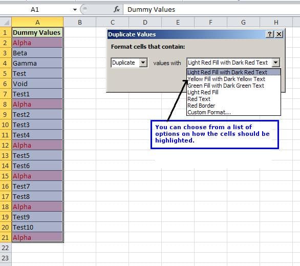MS Excel - Mettre en surbrillance les valeurs en double