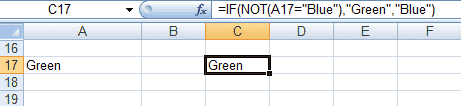 Utilisation de IF avec NOT dans une formule dans Excel 2007 et Excel 2010.
