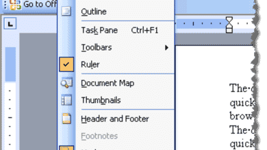 Afficher le menu dans MS Word 2003