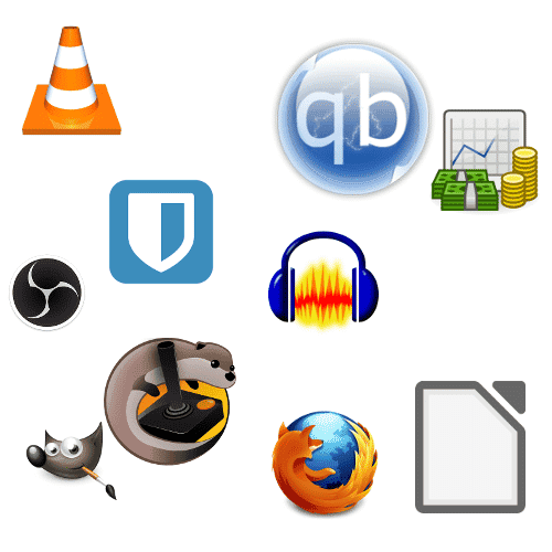 Les icônes des logiciels open source courants.