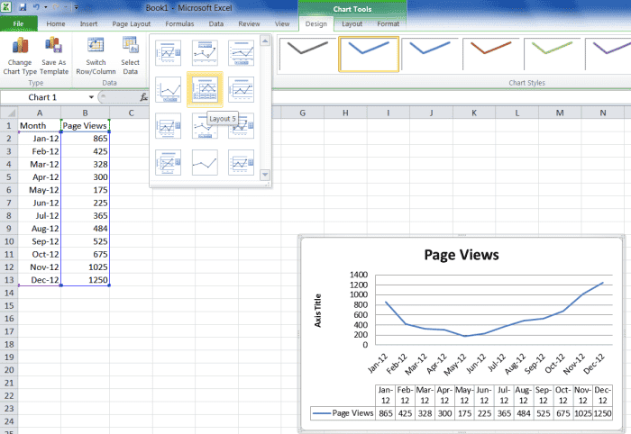 Modification de la conception du graphique dans Excel.