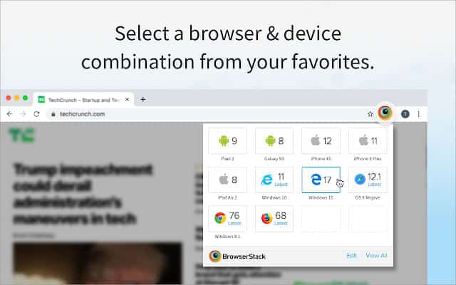 Cette extension vous permet de tester votre page Web sur n'importe quel navigateur