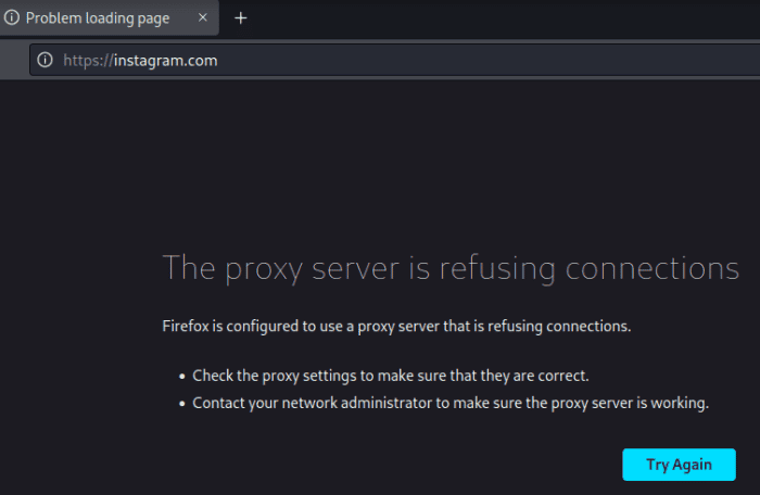 Serveur proxy refusant les connexions