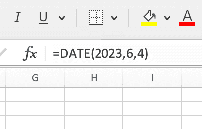 Ici, la fonction DATE est utilisée pour créer une date de série avec la date du 4 juin 2023. 