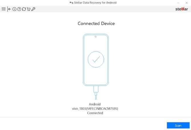 Stellar Data Recovery pour Android connecté